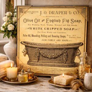 NWT Stupell Home Décor Old English Tub Olive Oil and Fig Soap Wall Plaque Art